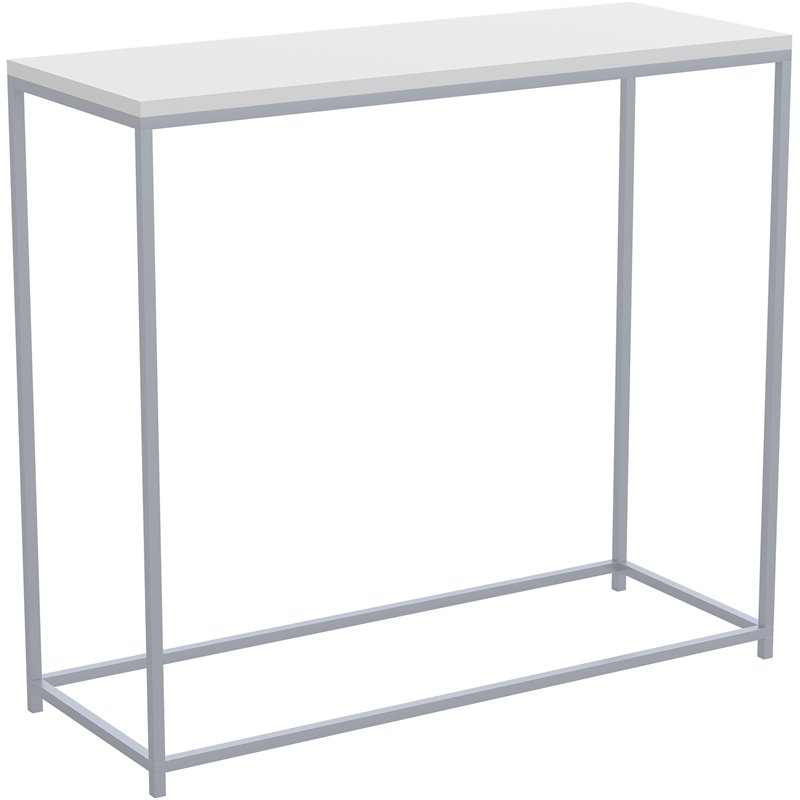 white console table with silver legs