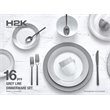 Safdie & Co. Porcelain Dinnerset 16 Piece Round Rim Grey Line