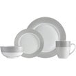 Safdie & Co. Porcelain Dinnerset 16 Piece Round Rim Grey Line