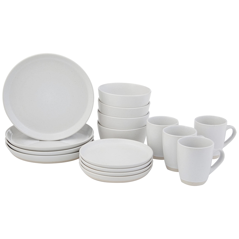 Safdie & Co. Stoneware Dinnerset 16 Piece 2-Tone Cream