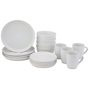 Safdie & Co. Stoneware Dinnerset 16 Piece 2-Tone Cream