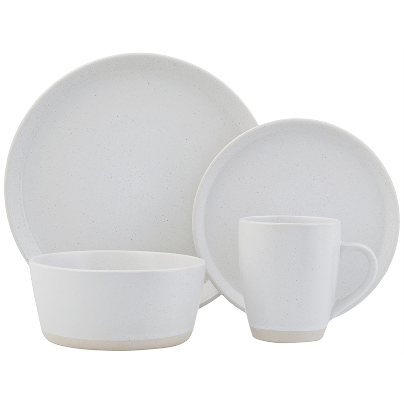 Safdie & Co. Stoneware Dinnerset 16 Piece 2-Tone Cream