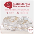 Safdie & Co. Porcelain Dinnerset 16 Piece Gold Marble