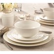 Safdie & Co. New Bone Dinnerset 16 Piece Embossed Round Rim Circa in White