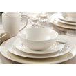 Safdie & Co. Porcelain Dinnerset 16 Piece Embossed Round Rim Pearl