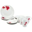 Safdie & Co. Porcelain Dinnerset 16 Piece Round Rim Ruby Poppi