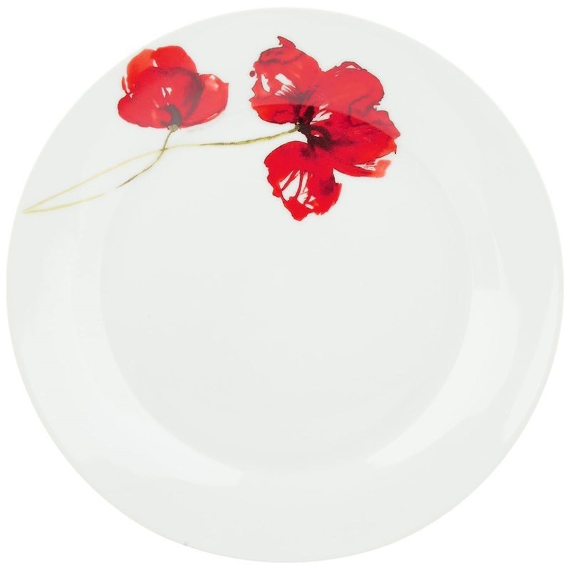 Safdie & Co. Porcelain Dinnerset 16 Piece Round Rim Ruby Poppi