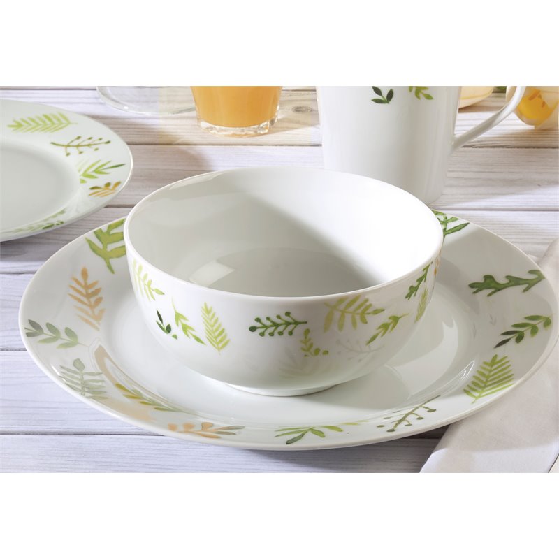Safdie & Co. Porcelain Dinnerset 16 Piece Greenery Multi-Color