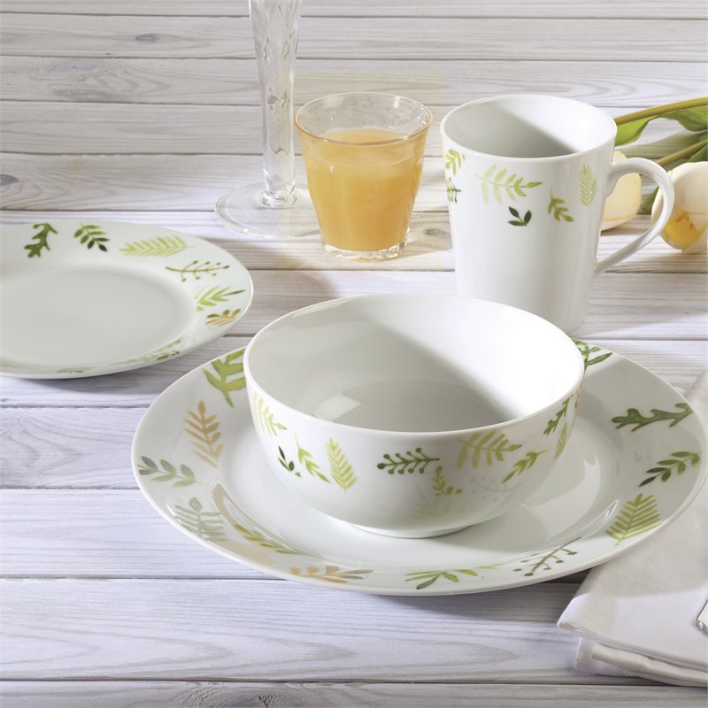 Safdie & Co. Porcelain Dinnerset 16 Piece Greenery Multi-Color