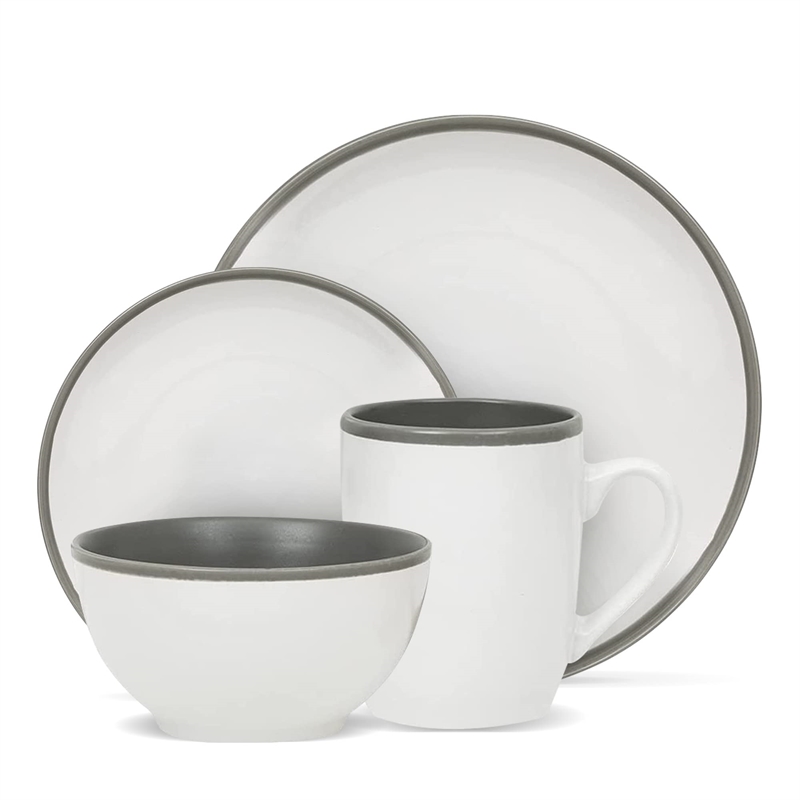 Safdie & Co. Stoneware Dinnerset 16 Piece 2-Tone Luna