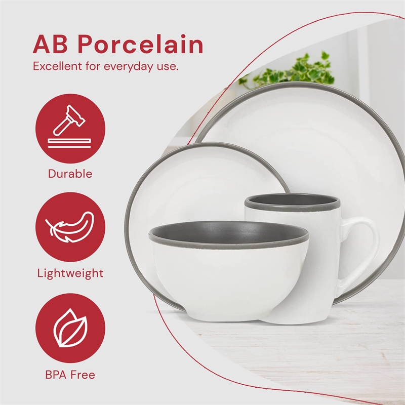 Safdie & Co. Stoneware Dinnerset 16 Piece 2-Tone Luna