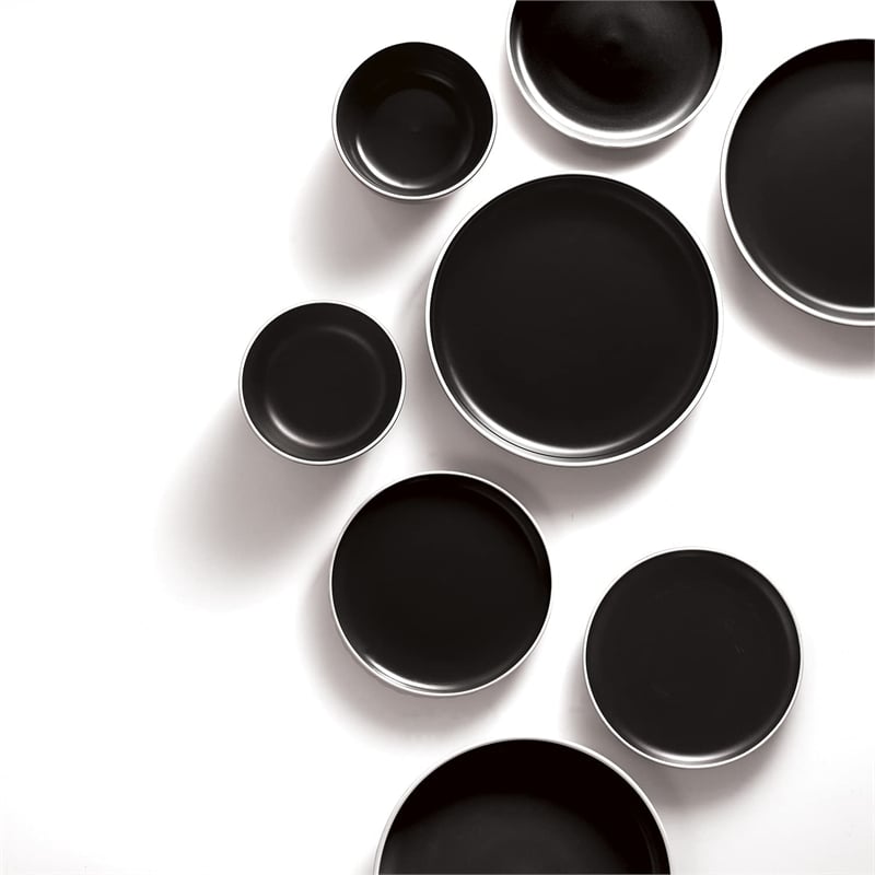 Safdie & Co. Stoneware Dinnerset 12 Piece 2-Tone Cylinder Matte Black