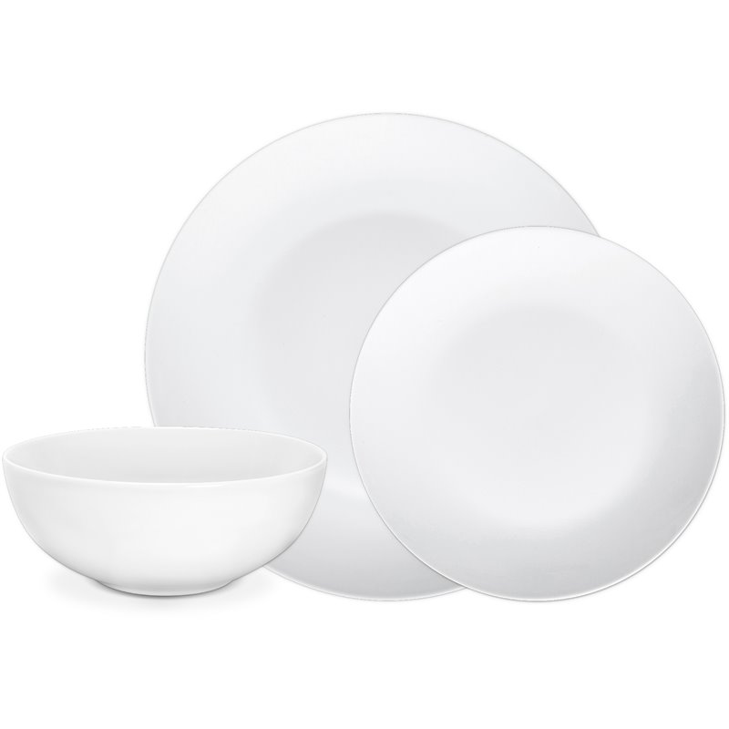 Safdie & Co. Porcelain Dinnerset 12 Piece Porcelain White Coupe Orbit