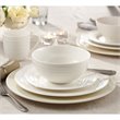 Safdie & Co. New Bone Dinnerset 16 Piece Embossed Round Rim Circa in White