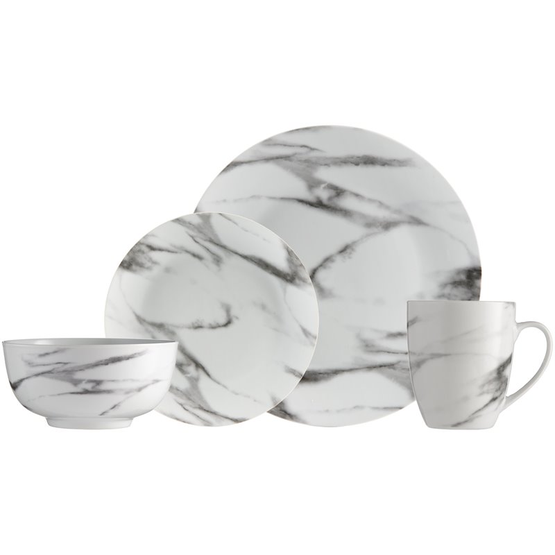 Safdie & Co. Porcelain Dinnerset 16 Piece Coupe Marble