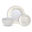 Safdie & Co. Porcelain Dinnerset 12 Piece Gold Jacquard