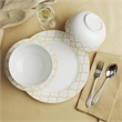 Safdie & Co. Porcelain Dinnerset 12 Piece Gold Jacquard