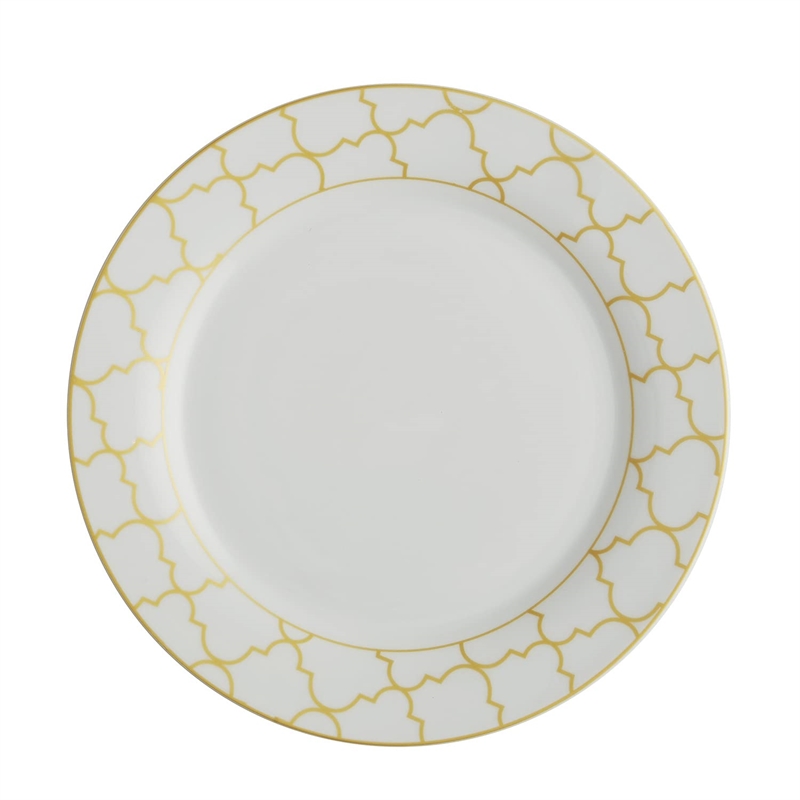 Safdie & Co. Porcelain Dinnerset 12 Piece Gold Jacquard