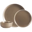 Safdie & Co. Stoneware Dinnerset 12 Piece 2-Tone Cylinder Matte Beige