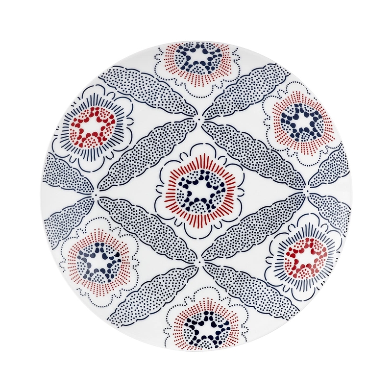 Safdie & Co. Porcelain Dinnerset 16 Piece Round Rim Fez