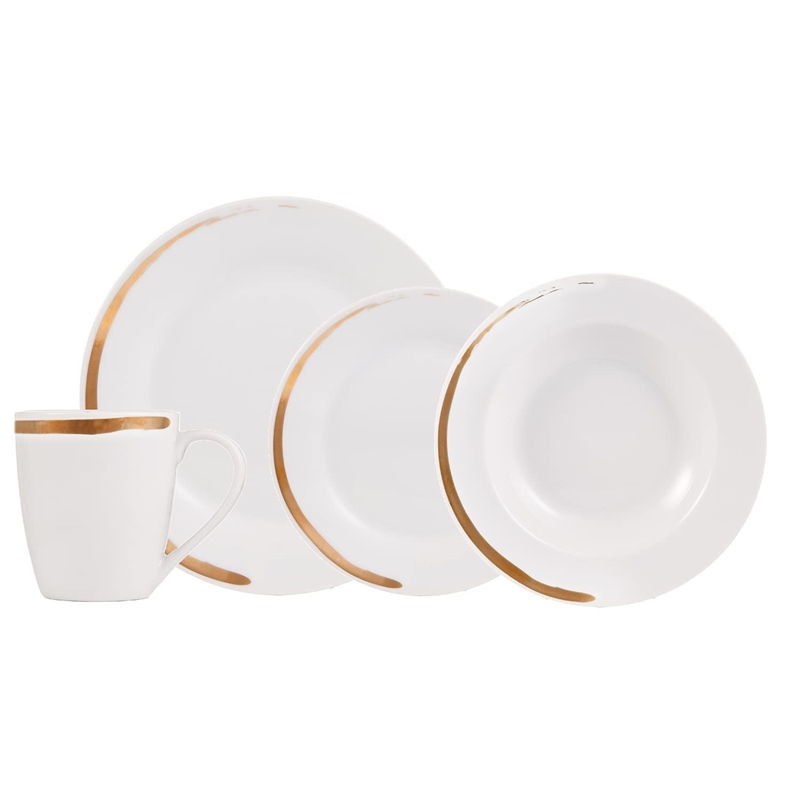 Safdie & Co. Porcelain Dinnerset 16 Piece Round Rim Venice Multi-Color