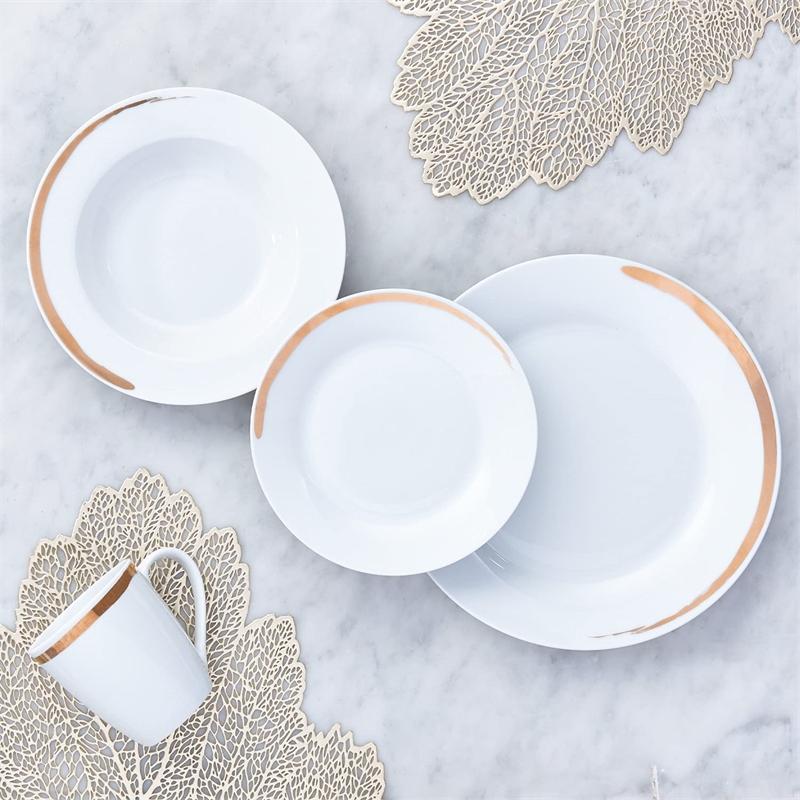 Safdie & Co. Porcelain Dinnerset 16 Piece Round Rim Venice Multi-Color