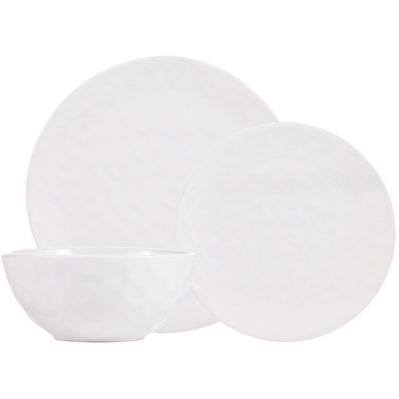 Safdie & Co. Stoneware Dinnerset 12 Piece Hammered White Sutton