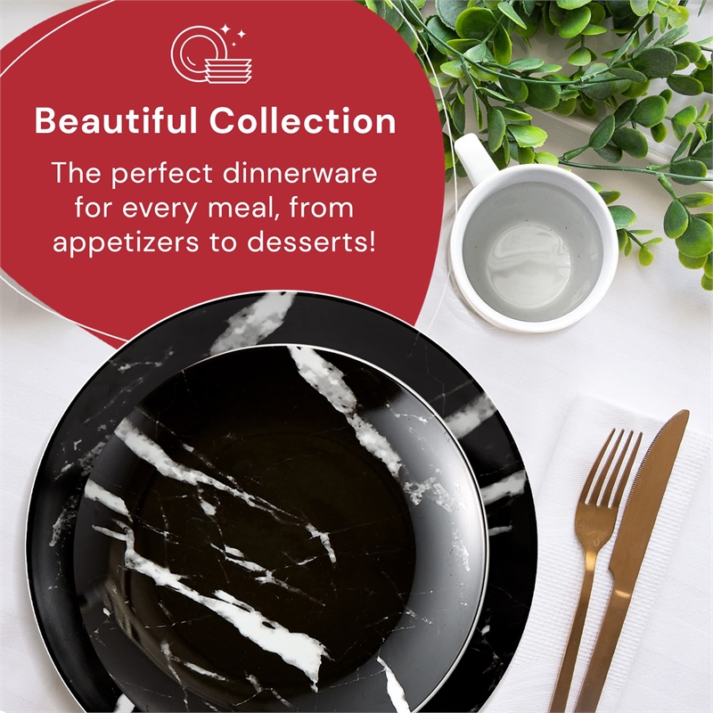 Safdie & Co. Porcelain Dinnerset 16 Piece Black Marble