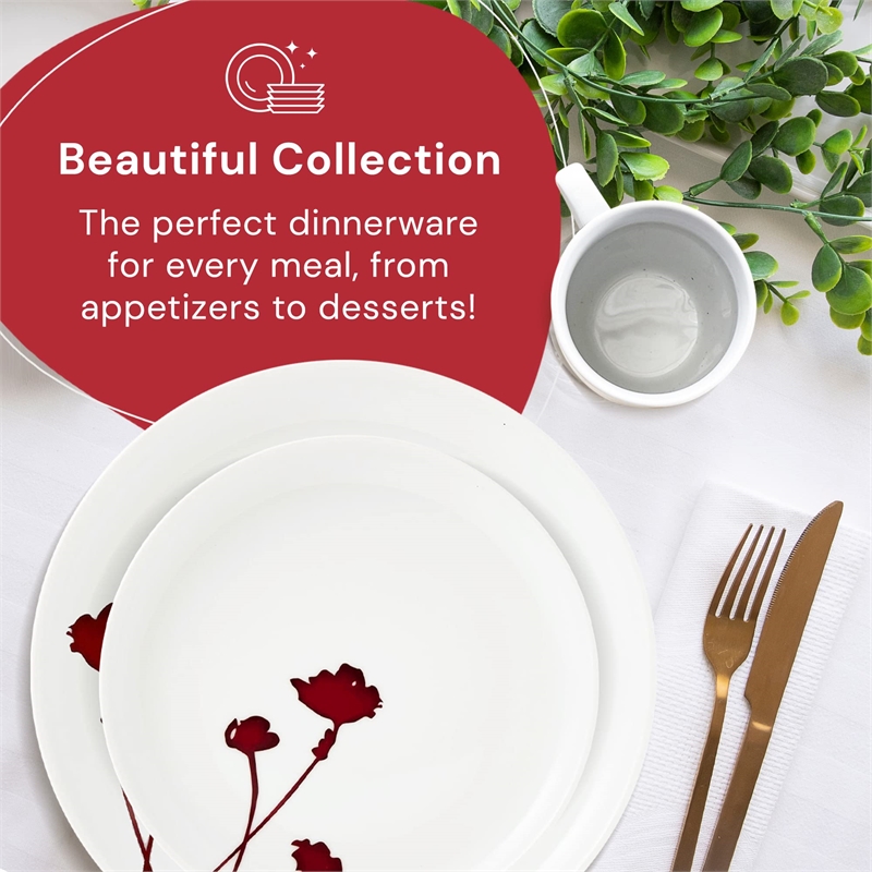 Safdie & Co. Porcelain Dinnerset 16 Piece Scarlet