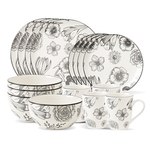 Safdie & Co. Porcelain Dinnerset 16 Piece Porcelain Bouquet