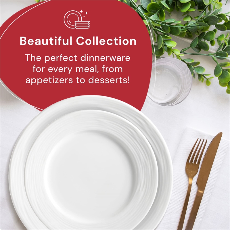 Safdie & Co. Porcelain Dinnerset 12 Piece Round Rim Embossed Wave