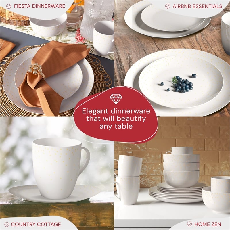 Safdie & Co. Porcelain Dinnerset 16 Piece Coupe Diamond Confetti