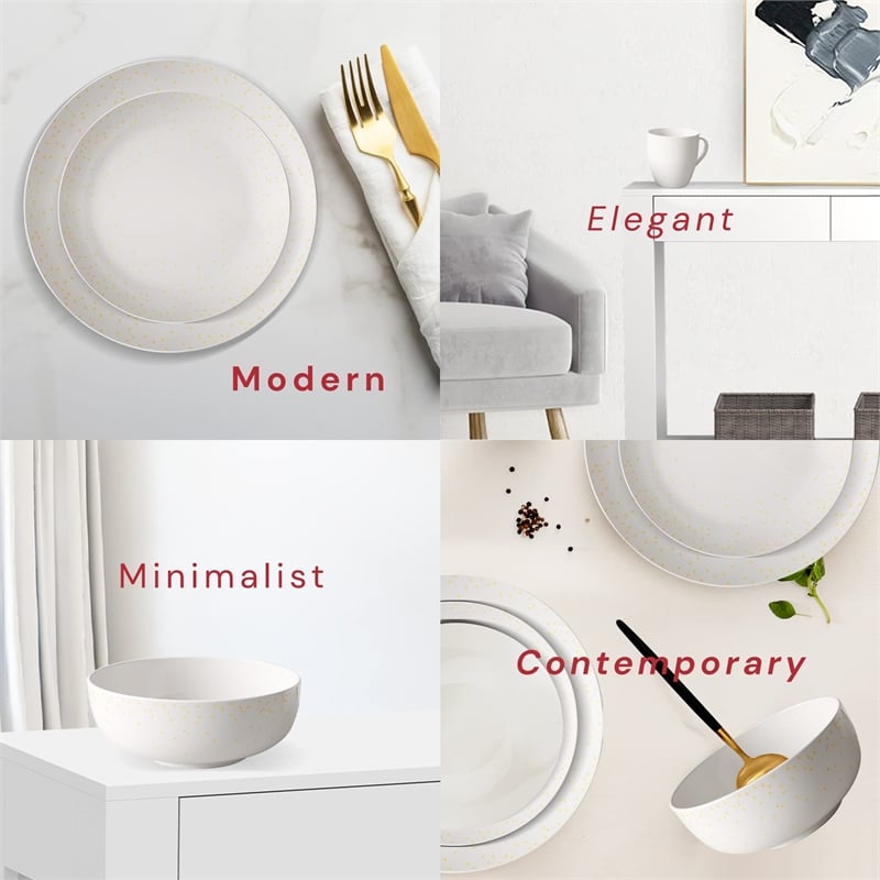 Safdie & Co. Porcelain Dinnerset 16 Piece Coupe Diamond Confetti