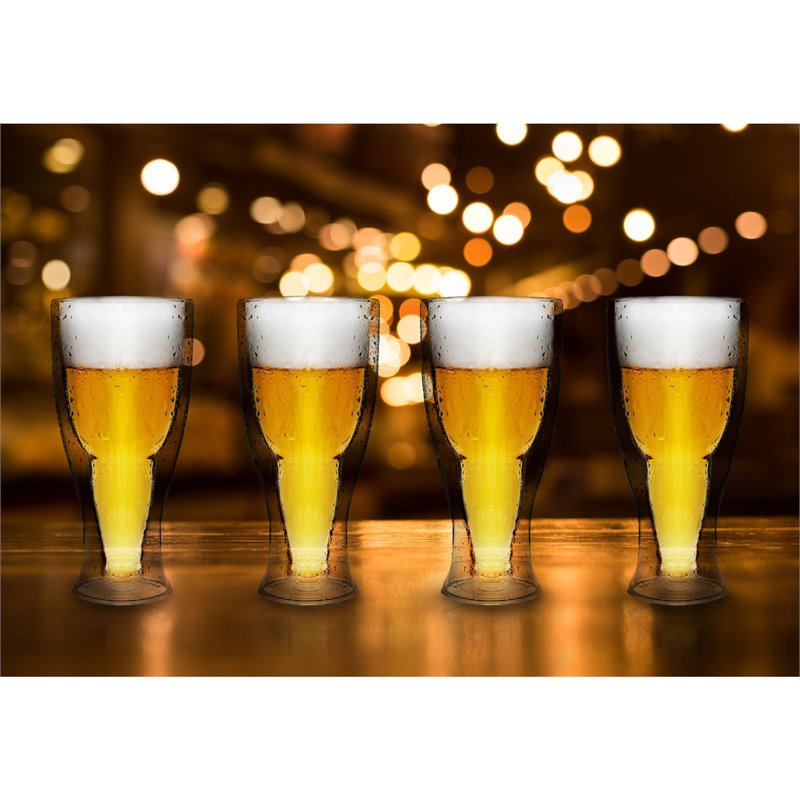 Safdie & Co. Beer Bottle Glass Double Wall Tumbler 4 PC Set