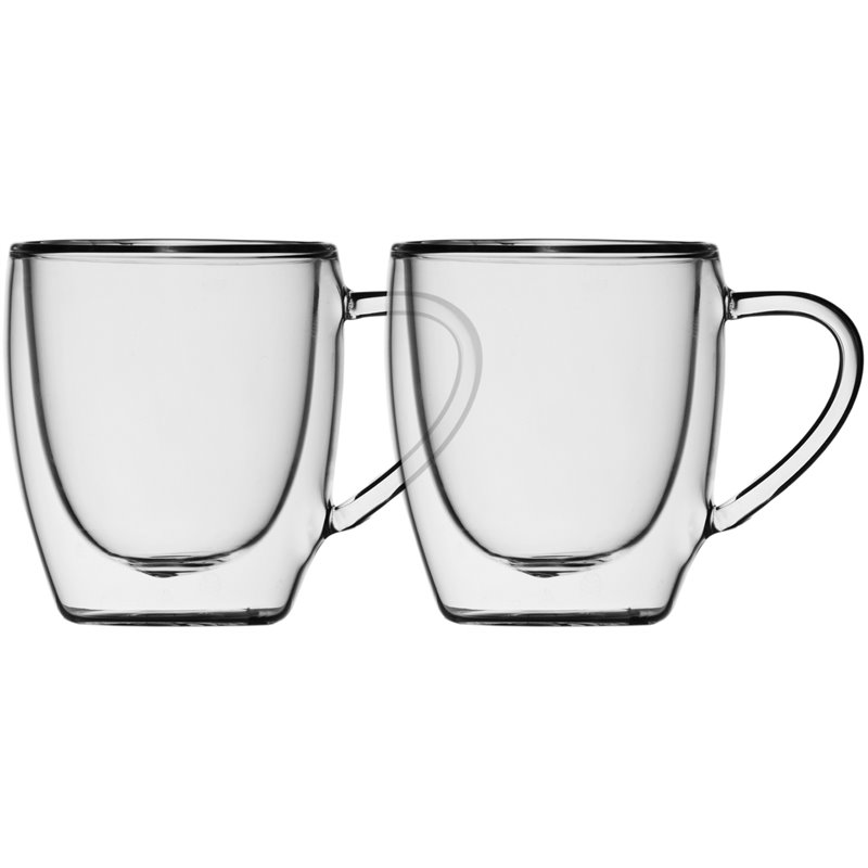 Clear Insulated Double Walled Glass Espresso Cups 75ml Mouth Blown