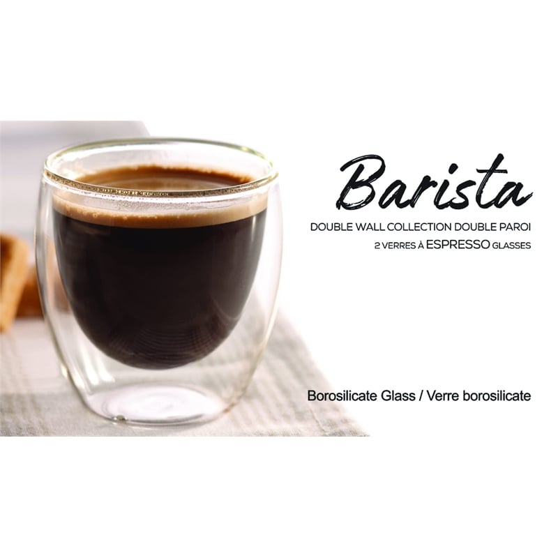 Safdie & Co. Espresso Glass Double Wall 4 PC Set 95ML Barista