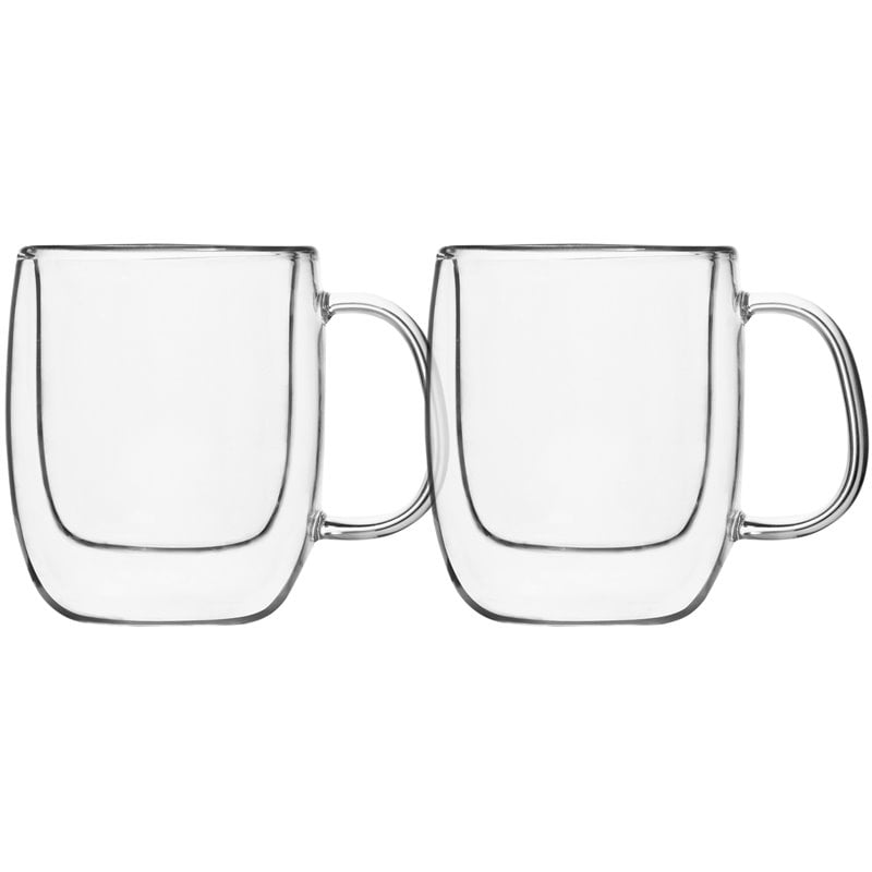 Insulated Double Wall Mug Cup Glass-Set of 4 Mugs/Cups for  Coffee,Cappuccino,latte,espresso,Tea,Thermal,Clear,435ml