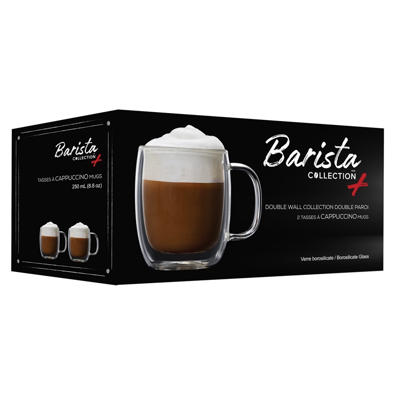 Safdie & Co. Cappuccino Glass Double Wall Mug 4 PC 250ML Barista