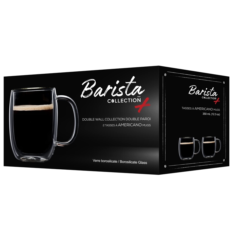 Safdie & Co. Americano Glass Double Wall Mug 4 PC 350ML Barista