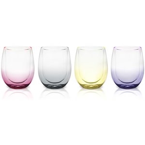 Safdie & Co. Bloom Double Wall Glass 4 PC Assorted Colours 350Ml