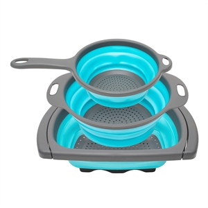Safdie & Co. Collapsible Colander in Blue (Set of 3)