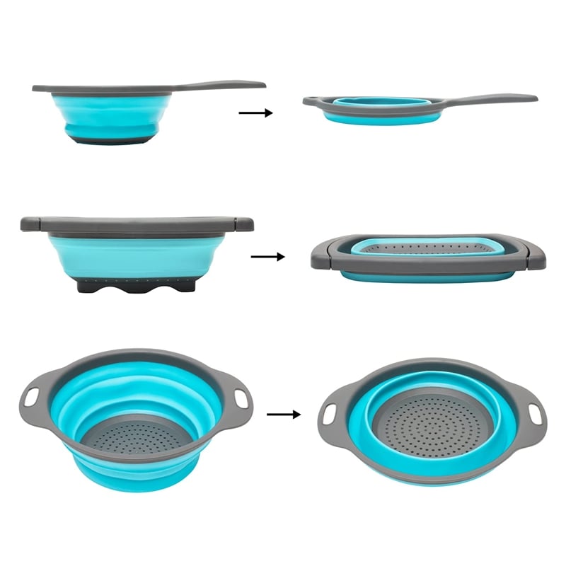 Safdie & Co. Collapsible Colander in Blue (Set of 3)