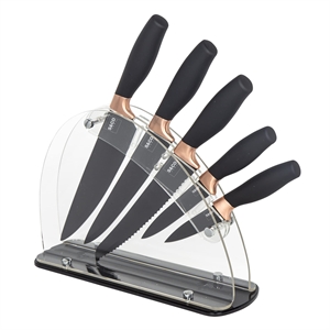 Safdie & Co. Knife 6 Piece Set With Acrylic Stand Black Matt