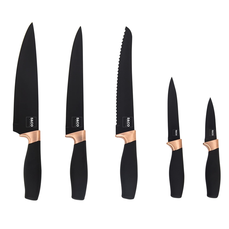 Safdie & Co. Knife 6 Piece Set With Acrylic Stand Black Matt