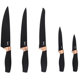 safdie & co. knife 6 piece set with acrylic stand black matt