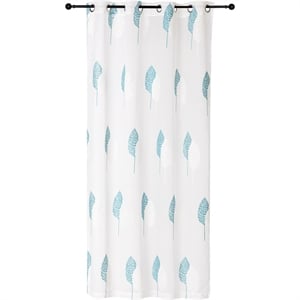 Safdie & Co. Curtain Panel Embroidered Double Leaf 84&quotL in Reef Water White