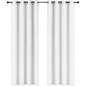 Safdie & Co. Wrinkle Free Curtain Jacquard Holli 96&quotL in White