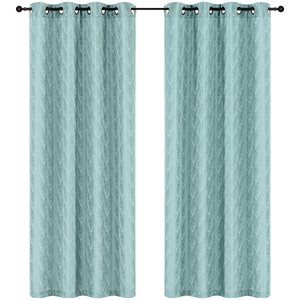 Safdie & Co. Wrinkle Free Curtain Jacquard Amberly 96&quotL in Aqua
