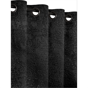 Safdie & Co. Curtain Jaquard Panel 84&quotL Ultimate Blackout in Black (Set of 2)