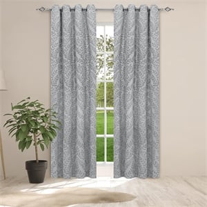 Safdie & Co. Wrinkle Free Curtain Jacquard Cassidy 84&quotL in Grey